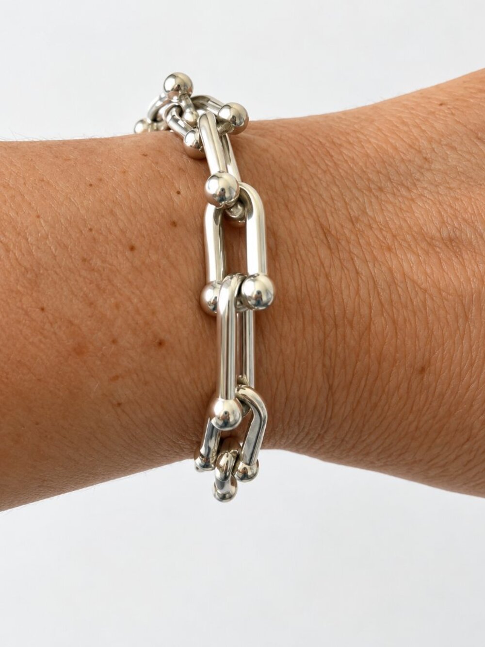 Mia Fiore Bronze Silver Color Italy Dyadema Chain U Link Bracelet Italy 8"